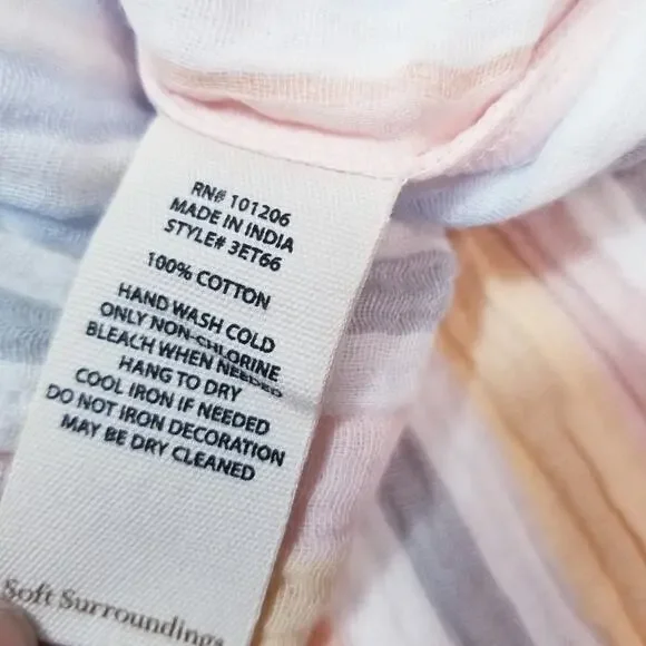 Soft Surroundings Women size PXS Rainbow Striped Tasseled Layered Midi Dress - Picture 11 of 12